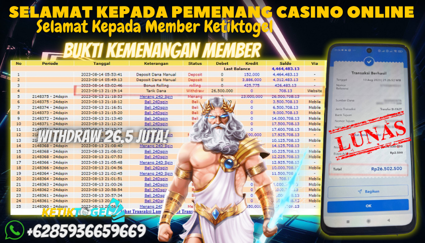 Bukti JP Live Casino Ketiktogel - 24D Spin